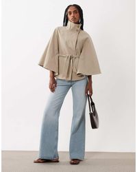 Threadbare - Short Cape Trench Jacket With Funnel Neck And Belt - Lyst