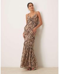 ANAYA - Leopard Print Strappy Cross Back Maxi Dress - Lyst