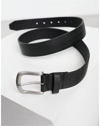 ASOS - Leather Belt With Burnished Silver Buckle - Lyst
