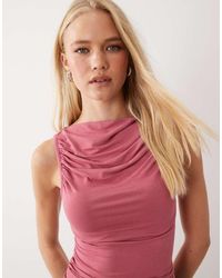 Miss Selfridge - Ruched Front Slash Neck Top - Lyst