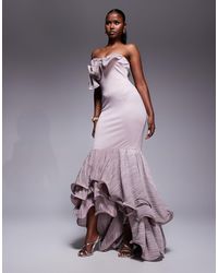 ASOS - Robe longue à volants plissés en imitation néoprène - Lyst