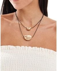 ASOS - Multirow Necklace With Cord And Brushed Charm - Lyst