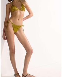 Calzedonia - Shiny Satin Side-Tie Brief Bikini Bottoms - Lyst