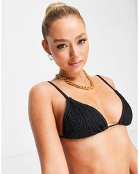 South Beach - Exclusive Mix And Match Crinkle Triangle String Bikini Top - Lyst