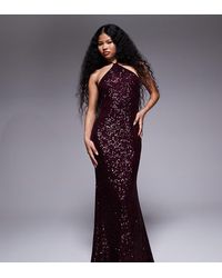 ASOS - Asos Design Petite All Over Sequin Halter Maxi Dress - Lyst