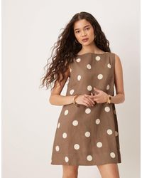 Vrg Grl - Aftersun Polka Dot Linen Mini Shift Dress - Lyst