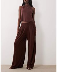 ASOS - Viscose Linen Super Wide Leg Trouser - Lyst