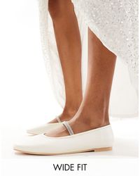 Truffle Collection - Wide Fit Bridal Embellished Strap Ballet Pump - Lyst
