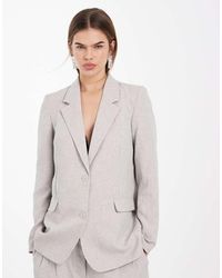 Vero Moda - Blazer Sartoriale Morbido Effetto Lino Colore Naturale - Lyst