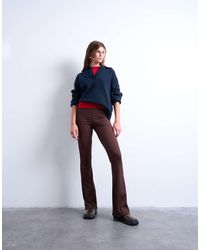TOPSHOP - Skinny Rib Flared Pants - Lyst