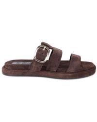 OFF THE HOOK - Anete Suede Leather Slider Sandals With Buckle - Lyst
