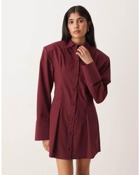 ASOS - Cinched Shoulder Pad Shirt Mini Dress - Lyst
