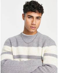 Only & Sons - Chunky Textured Knitted Jumper With Contrast Stripe - Lyst