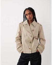 Threadbare - Short Trench Jacket With Asymmetric Detail - Lyst