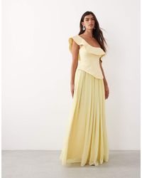 ARRANGE - Fallen Shoulder Structured Maxi Dress With Full Skirt - Lyst