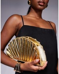 True Decadence - Metallic Pleated Clutch Bag - Lyst