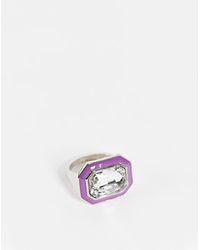 TOPSHOP Statement Crystal Ring With Purple Stone - Metallic