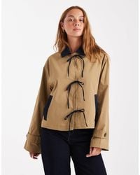 ONLY - Tie Front Short Trench Coat - Lyst