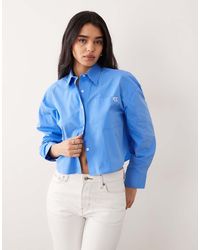 Calvin Klein - Cotton Poplin Cropped Shirt - Lyst