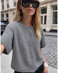 NA-KD - Knitted Short Sleeve Cardigan - Lyst
