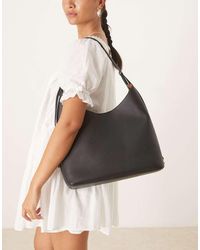Mango - Borsa Da Spalla Grande Nera Con Tracolla Regolabile - Lyst