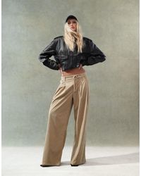 Lioness - Corduroy Slouchy Low Rise Tie Detail Wide Leg Trousers - Lyst