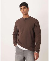 ASOS - Heavyweight Relaxed Long Sleeve T-shirt With Henley Neck - Lyst