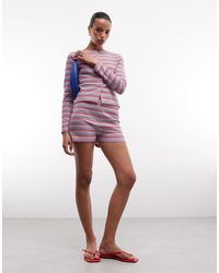 Reclaimed Vintage - – knappe shorts mit waffelstruktur und streifen - Lyst