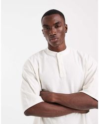 ASOS - Boxy Oversized T-shirt With Henley Neck And Elasticated Hem - Lyst