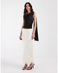 Object - Falda Larga Blanca De Satén Con Ribete De Encaje-Blanco - Lyst
