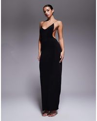 I.AM.GIA - Simone Halter Plunge Neck Drape Detail Open Back Maxi Dress With Metal Detail - Lyst