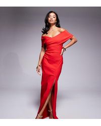 Vesper Petite - Bengaline Cross Front Off Shoulder Maxi Dress - Lyst