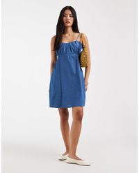 ONLY - Robe caraco courte en chambray - moyen - Lyst