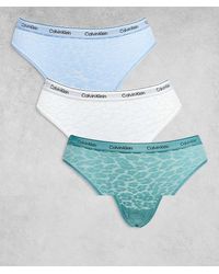 Calvin Klein - Pack De 3 Tangas De Color Turquesa, Azul Pastel Y Blanco Icon Lace De - Lyst