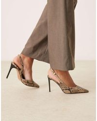ASOS - Zapatos Destalonados De Tacón Alto Con Estampado De Polar D'Orsay De - Lyst