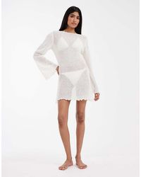 ASOS - Beach Knitted Boucle Scoop Back Mini Dress - Lyst