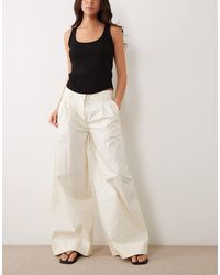 ASOS - Wide Leg Polka Dot Trousers With Turn Up Hem - Lyst