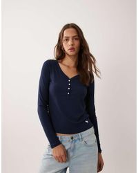 Abercrombie & Fitch - Long Sleeve Ribbed Henley Top - Lyst