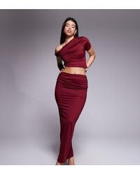 The Frolic - Exclusive Double Sculpted Slinky Drape Ruched Front Detail Maxi Skirt - Lyst