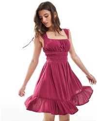 Stradivarius - Swingjurk Met Ruches - Lyst