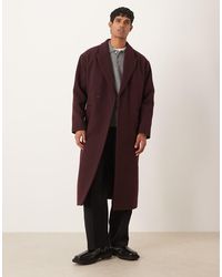 ASOS - Cappotto Taglio Lungo Oversize Bordeaux - Lyst