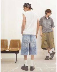Bershka - baggy Denim Bermuda Shorts - Lyst