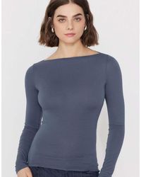 Tezenis - Long-Sleeved Viscose Top With Boat Neck - Lyst