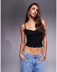 GOOD AMERICAN - Top Negro Estilo Corpiño De Punto Liso Muy Elástico De - Lyst