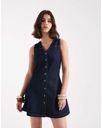 ASOS - Denim Sleeveless Fit And Flare Mini Dress - Lyst