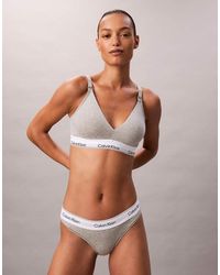 Calvin Klein - Bralette Gris Triangular Con Relleno Ligero De Modal De Algodón Icon Cotton Modal De Maternity - Lyst