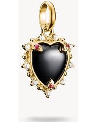 Thomas Sabo - Charm Pendant Black Vintage Heart With Stones Connect -plated - Lyst