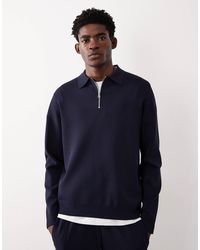 ASOS COLLECTIVE - Polo décontracté d'ensemble en maille compacte avec col zippé - bleu marine - Lyst