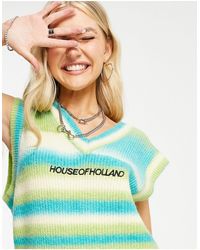 House of Holland Ombre Knitted Vest - Blue