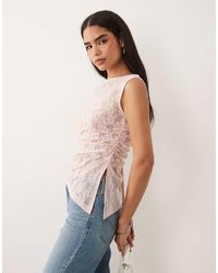 ASOS - Sleeveless Gathered Side Lace Asymmetric Detail Top - Lyst